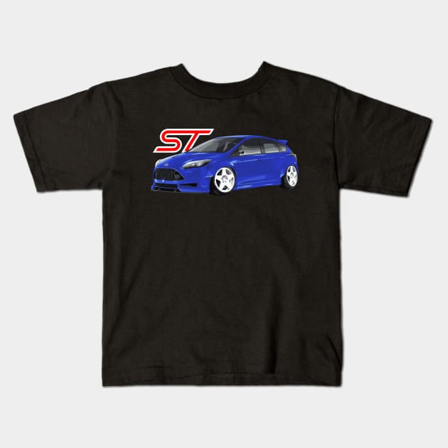 Focus ST Mk3 Performance Blue Hot hatch Kids T-Shirt by cowtown_cowboy